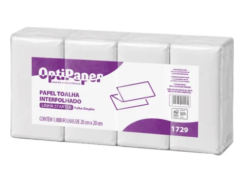 Fardo com pacotes de papel toalha interfolhado OptiPaper Linha Starter, código 1729
