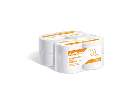 Fardo com rolos de papel higiênico OptiPaper folha simples, código 1732