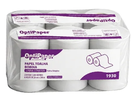 Fardo com rolos de papel toalha em bobina OptiPaper Linha Starter, código 1930