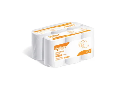 Fardo com rolos de papel toalha em bobina OptiPaper Linha Basic, código 2430