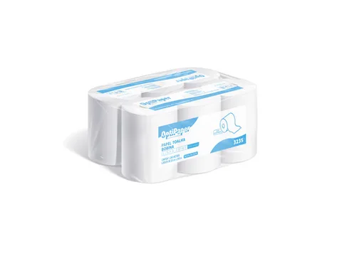 Fardo com rolos de papel toalha em bobina OptiPaper Linha Prime, código 3235