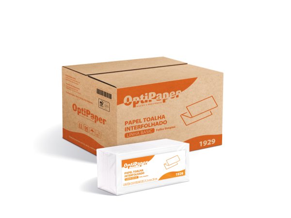 Caixa e embalagem papel-toalha interfolhado Linha Basic OptiPaper