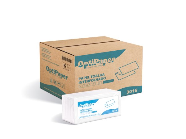 Caixa e embalagem papel-toalha interfolhado Linha Prime OptiPaper